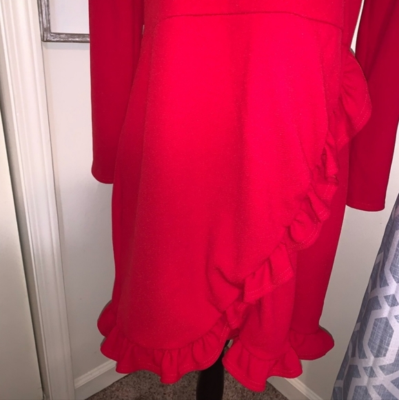 Sexy Salsa Red Ruffle Wrap Dress - Picture 7 of 9